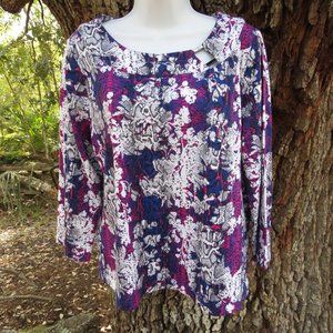 Rafaella Womans Shirt 3/4 sleeves Pullover Petite Large